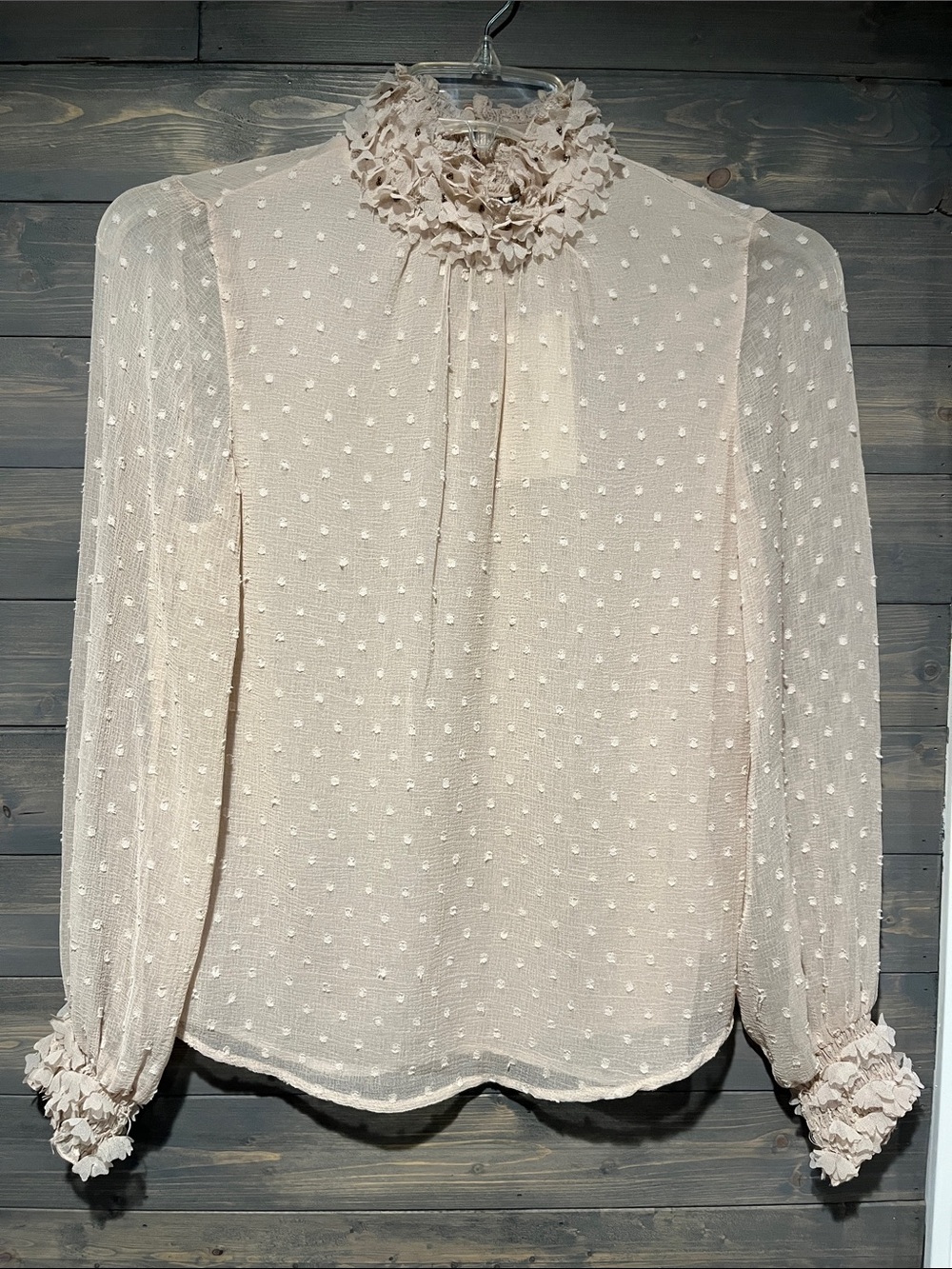 NWT Zara nude statement blouse M